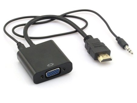 HDMI To VGA Cable Adapter Converter 1080P Video Cable + Audio For Computer Fashion