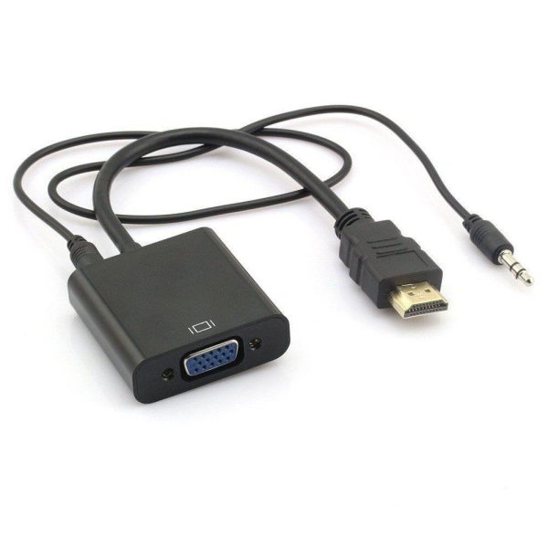 HDMI To VGA Cable Adapter Converter 1080P Video Cable + Audio For Computer Fashion