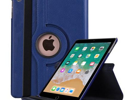 Apple iPad 5th Gen 9.7 Leather Case, Rotating 360 Degree Stand Smart Shockproof Flip Cover (Blue) For Sale