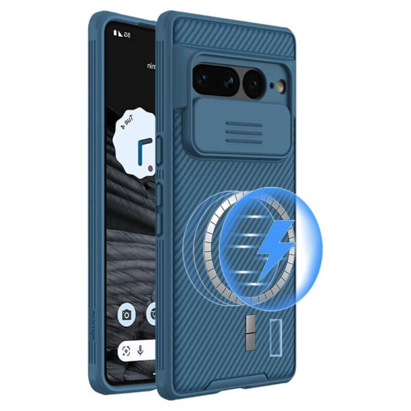 For Google Pixel 7 Pro Nillkin Case Shockproof Heavy Duty Rugged Anti Knock TPU Camera Slide Protector Tough Back Cover (Blue) Cheap