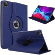 Apple iPad 12.9 4th Gen 2020 Leather Case, Rotating 360 Degree Stand Smart Shockproof Flip Cover (Blue) Fashion