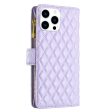 For Apple iPhone 14 Pro Max Diamond Quilted Leather Zipper Wallet Flip Protective Case Cover – Purple Online