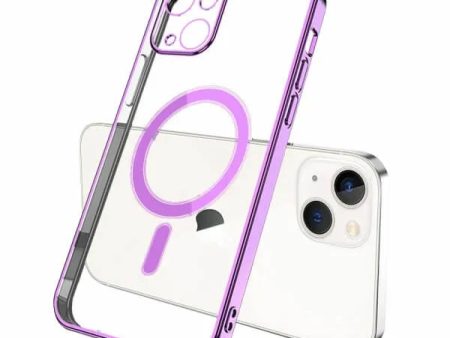 For Apple iPhone 14 MagSafe Magnetic Case with HaloLock Shockproof Military Grade Protection Scratch Resistant Back Clear Protective Cover (Purple) Online now