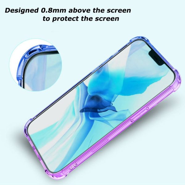 For Apple iPhone 11 Clear Rainbow Case Shockproof Tough Gel Transparent Colorful Heavy Duty Phone Back Cover (Purple +Blue) Online Sale