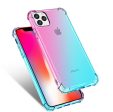 For Apple iPhone 11 Clear Rainbow Case Shockproof Tough Gel Transparent Colorful Heavy Duty Phone Back Cover (Pink +Green) Online Hot Sale