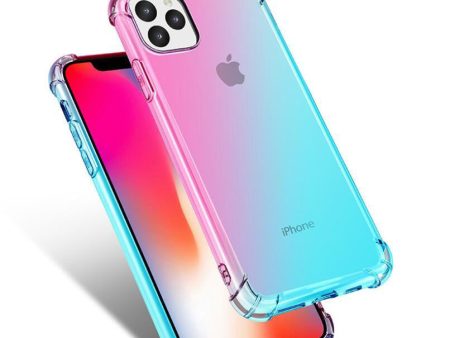 For Apple iPhone 11 Clear Rainbow Case Shockproof Tough Gel Transparent Colorful Heavy Duty Phone Back Cover (Pink +Green) Online Hot Sale