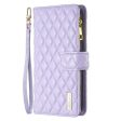 For Apple iPhone 14 Pro Max Diamond Quilted Leather Zipper Wallet Flip Protective Case Cover – Purple Online