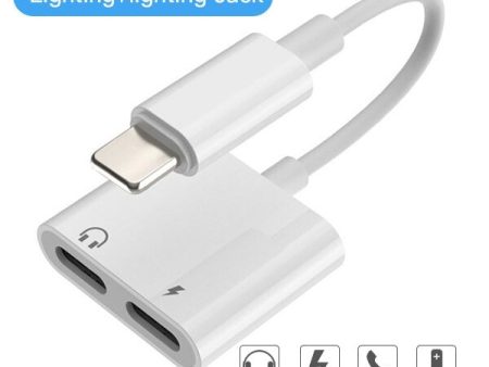 2 in 1 Dual Lightning Adapter & Splitter, Replacement iPhone Dongle Converter Cable Headphone Music+Charge+Call+Volume Control Compatible for iPhone 14 13 12Pro 11 XS XR X 8 7 iPad Supply