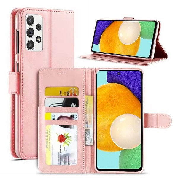 Samsung Galaxy A52 5G Wallet Case Flip Leather Card Slots Magnetic Stand Cover (Rose Gold) Online Sale