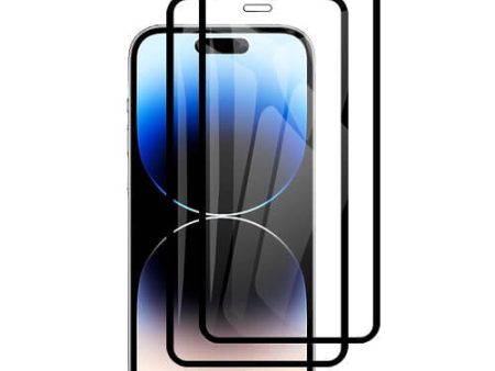 [2 Pack] Apple iPhone 14 Pro Full Coverage Tempered Glass Screen Protector Film Guard (Black) Fashion