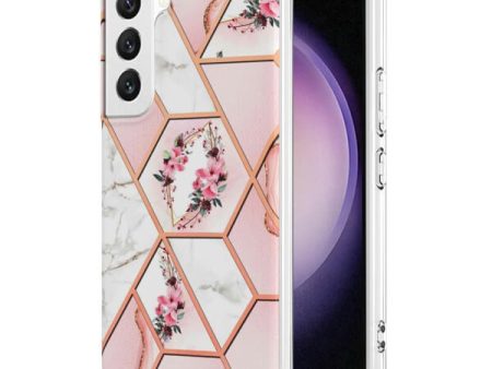 Samsung Galaxy S23 Case Hard back Marble Pattern Slim Design Enhanced Camera and Screen Protection Girls and Women Cover (Pink Flower) Fashion