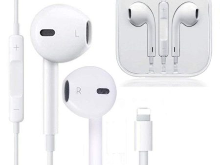 Lightning Earphones Ear Buds Bluetooth Headphone For iPhone 11 12 Pro XR XS Max 7 8 with Mic volume (White) Fashion