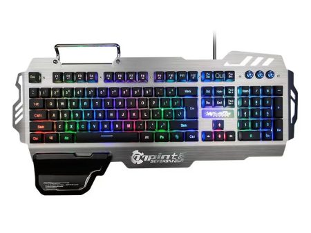 PK900 luminous RGB game keyboard dazzling light metal panel with hand support Sale