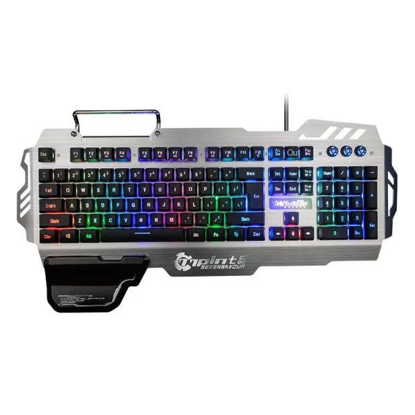 PK900 luminous RGB game keyboard dazzling light metal panel with hand support Sale