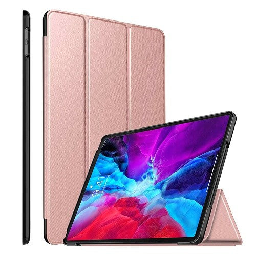 Apple iPad 12.9 4th Gen 2020 Folio Smart Leather Magnetic Stand Case Cover (Rose Gold) For Cheap