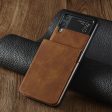 Samsung Galaxy Z Flip 3 Forwenw Wallet Leather Card Holder Flip Protective Shockproof Case Cover (Brown) For Sale