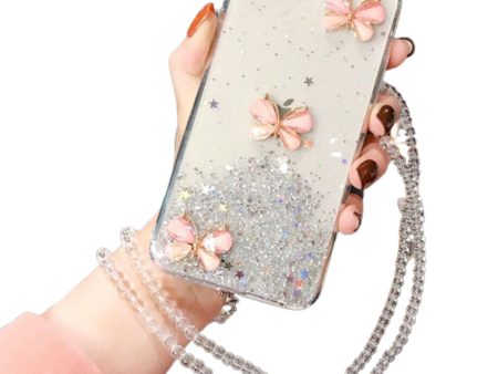 For Apple iPhone XS Smart Shockproof Glitter Crystal butterfly Wrist Strap Case Cover (White) For Discount