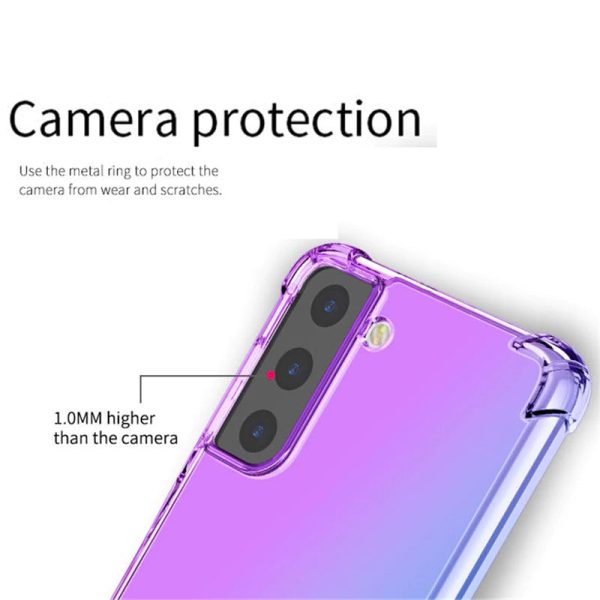 Samsung Galaxy S22 Ultra Clear Rainbow Case Shockproof Tough Gel Transparent Air Cushion Heavy Duty Phone Back Cover (Purple+Blue) Cheap