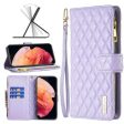 For Samsung Galaxy S23+  S23 Plus Diamond Quilted Leather Zipper Wallet Flip Protective Case Cover – Purple Discount