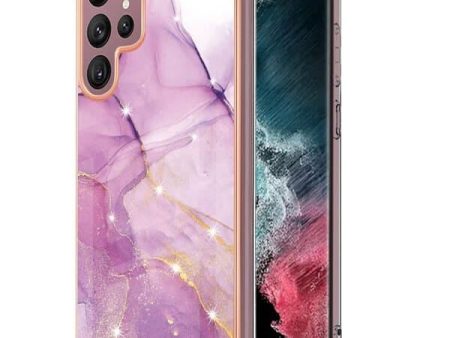 Samsung Galaxy S22 Ultra 5G Case Hard back Marble Pattern Slim Design Enhanced Camera and Screen Protection Girls and Women Cover (Purple) Online Sale