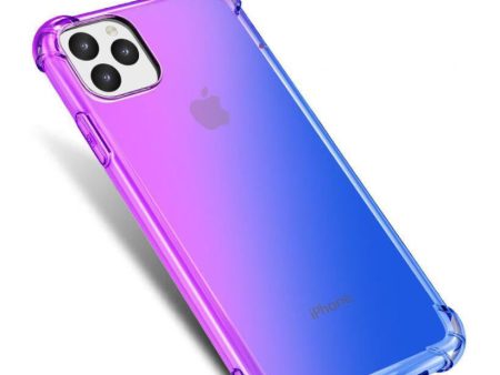 For Apple iPhone 11 Clear Rainbow Case Shockproof Tough Gel Transparent Colorful Heavy Duty Phone Back Cover (Purple +Blue) Online Sale