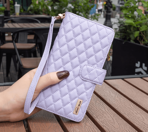 For Samsung Galaxy S23 Ultra Diamond Quilted Leather Zipper Wallet Flip Protective Case Cover – Purple Online Sale