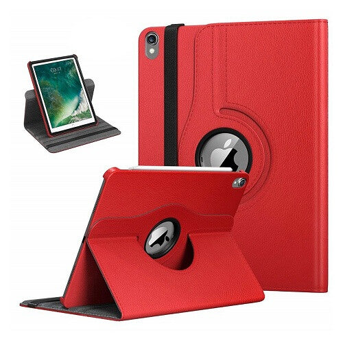 Apple iPad 12.9 2nd Gen 2017 Leather Case, Rotating 360 Degree Stand Smart Shockproof Flip Cover (Red) Fashion