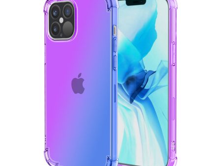 For Apple iPhone 11 Pro Max Clear Rainbow Case Shockproof Tough Gel Transparent Colorful Heavy Duty Phone Back Cover (Purple +Blue) Online Sale