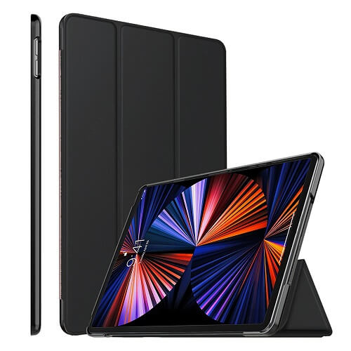 Apple iPad 12.9 5th Gen 2021 Folio Smart Leather Magnetic Stand Case Cover (Black) Online Hot Sale