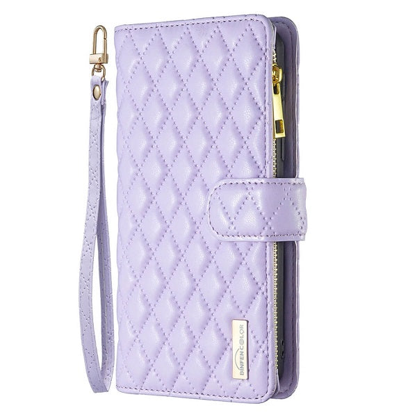 For Apple iPhone 14 Diamond Quilted Leather Zipper Wallet Flip Protective Case Cover – Purple Online Hot Sale