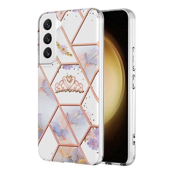 Samsung Galaxy S23 Plus 5G Case Hard back Marble Pattern Slim Design Enhanced Camera and Screen Protection Girls and Women Cover (Pink Crown) Online Sale