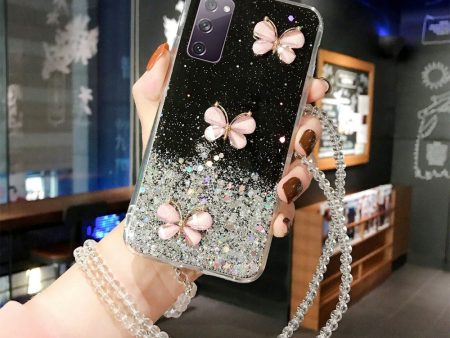 For Samsung Galaxy S21 Plus Smart Shockproof Glitter Crystal butterfly Wrist Strap Case Cover Galaxy S21+ Online Hot Sale