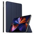 Apple iPad 12.9 5th Gen 2021 Folio Smart Leather Magnetic Stand Case Cover (Blue) Hot on Sale