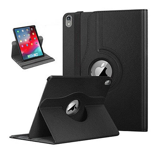 Apple iPad 12.9 3rd Gen 2018 Leather Case, Rotating 360 Degree Stand Smart Shockproof Flip Cover (Black) Cheap