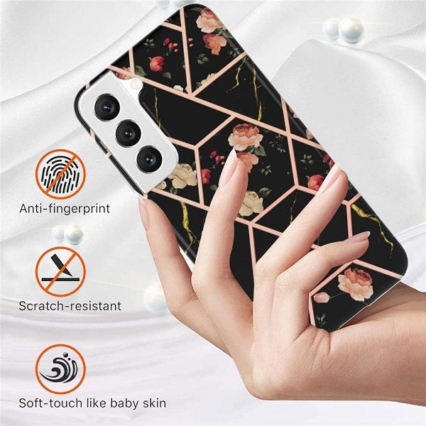 Samsung Galaxy S22 Plus 5G Case Hard back Marble Pattern Slim Design Enhanced Camera and Screen Protection Girls and Women Cover (Black) Discount