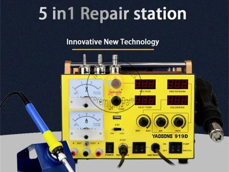 Yaogong 919D NEW 5 IN 1 Automatic Hot Air Gun SMD Soldering Station BGA Rework Desoldering Station for Mobile Phone Repair Online now