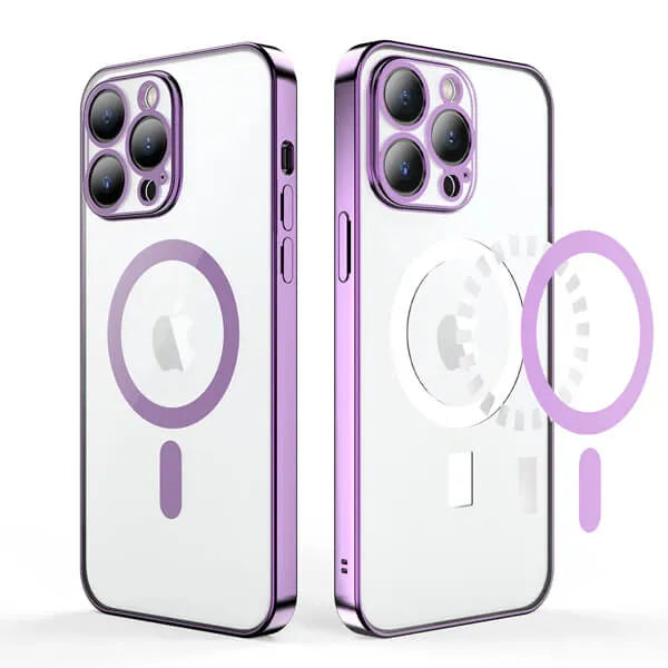 For Apple iPhone 14 Plus MagSafe Magnetic Case with HaloLock Shockproof Military Grade Protection Scratch Resistant Back Clear Protective Cover (Purple) Supply