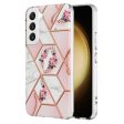 Samsung Galaxy S23 Plus 5G Case Hard back Marble Pattern Slim Design Enhanced Camera and Screen Protection Girls and Women Cover (Pink Flower) Cheap