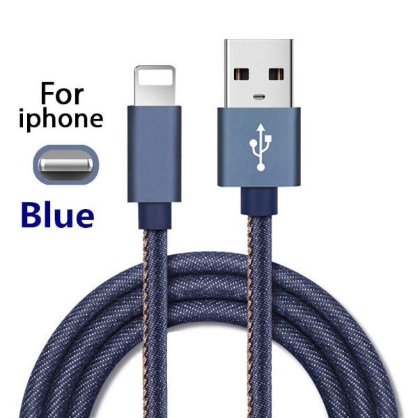 Lightning Fast Charging Data Sync Charger Cable Cord Denim For Apple iPhone iPad iPod Supply