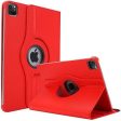 Apple iPad 12.9 4th Gen 2020 Leather Case, Rotating 360 Degree Stand Smart Shockproof Flip Cover (Red) Fashion