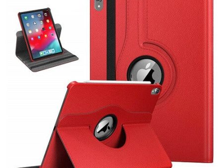 Apple iPad 12.9 3rd Gen 2018 Leather Case, Rotating 360 Degree Stand Smart Shockproof Flip Cover (Red) Online Hot Sale