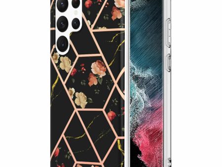 Samsung Galaxy S22 Ultra 5G Case Hard back Marble Pattern Slim Design Enhanced Camera and Screen Protection Girls and Women Cover (Black) Fashion