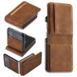 Samsung Galaxy Z Flip 3 Forwenw Wallet Leather Card Holder Flip Protective Shockproof Case Cover (Brown) For Sale