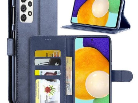 Samsung Galaxy A52 5G Wallet Case Flip Leather Card Slots Magnetic Stand Cover (Navy Blue) Sale