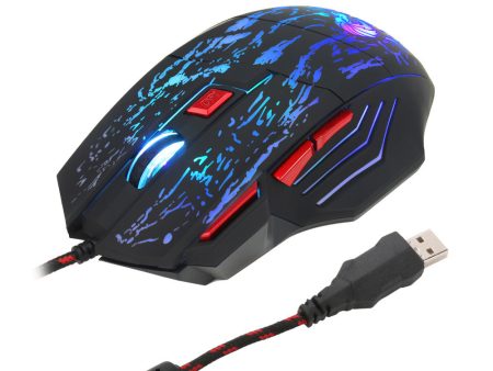 HXSJ running water crack colorful luminous game mouse Hot on Sale