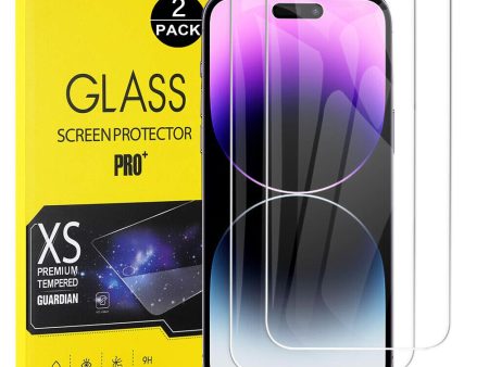 [2 Pack] Apple iPhone 14 Tempered Glass Screen Protector 9H Hardness LCD Film Guard (Clear) Hot on Sale