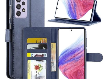 Samsung Galaxy A53 5G Wallet Case Flip Leather Card Slots Magnetic Stand Cover (Navy Blue) For Discount