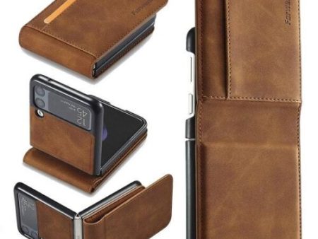 Samsung Galaxy Z Flip 4 Forwenw Wallet Leather Card Holder Flip Protective Shockproof Case Cover (Brown) Discount