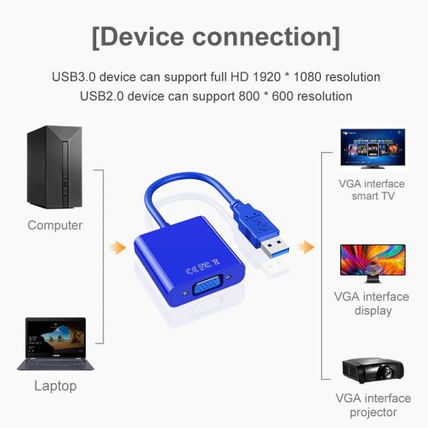 USB to VGA Adapter, USB 3.0 to VGA Adapter Multi-Display Video Converter- PC Laptop Windows 7 8 8.1 10,Desktop, Laptop, PC, Monitor, Projector, HDTV For Cheap