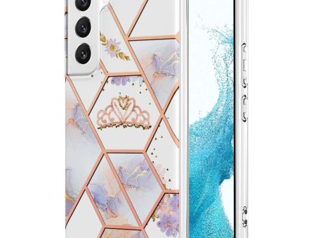 Samsung Galaxy S22 5G Case Hard back Marble Pattern Slim Design Enhanced Camera and Screen Protection Girls and Women Cover (Pink Crown) Hot on Sale